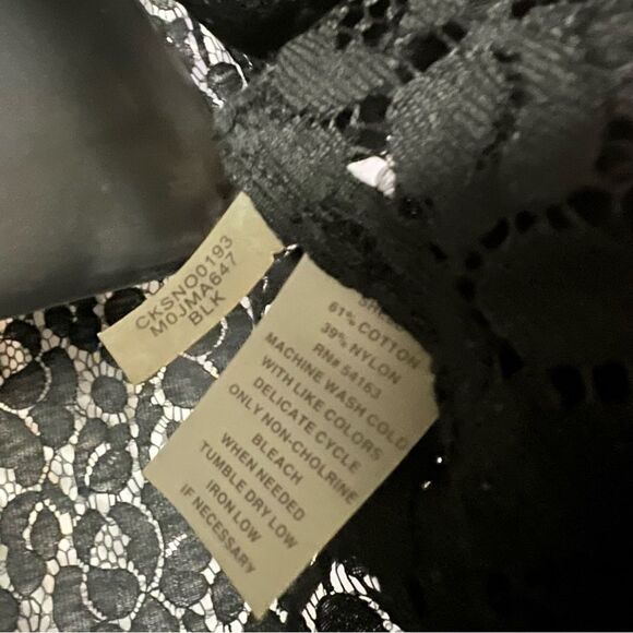 90s Calvin Klein Lace Sheer Black Button Down Tab Sleeve Oversized Tunic Shirt M - Picture 10 of 14